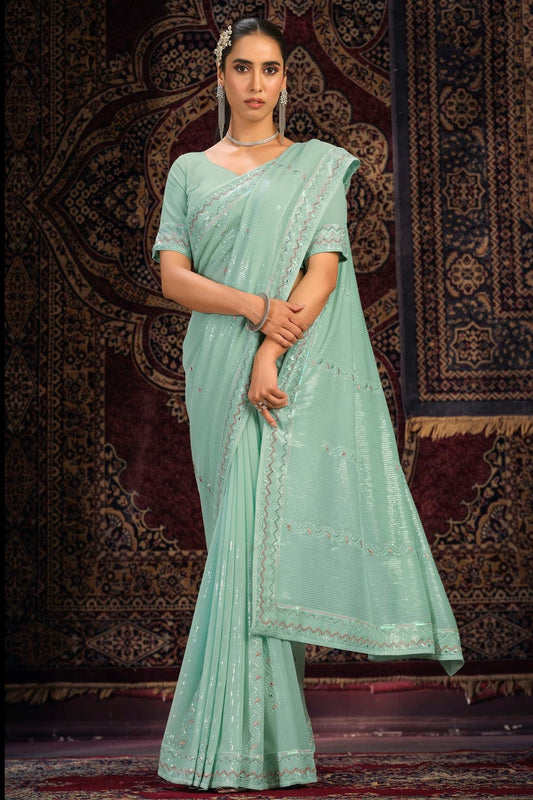 Sky Blue Georgette Designer Saree NCSD10810197