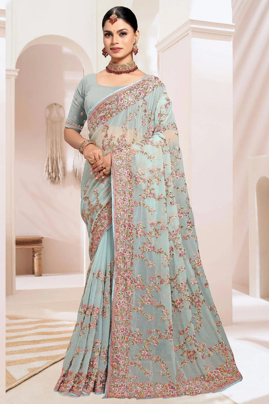 Sky Blue Georgette Designer Saree NCSD10910164
