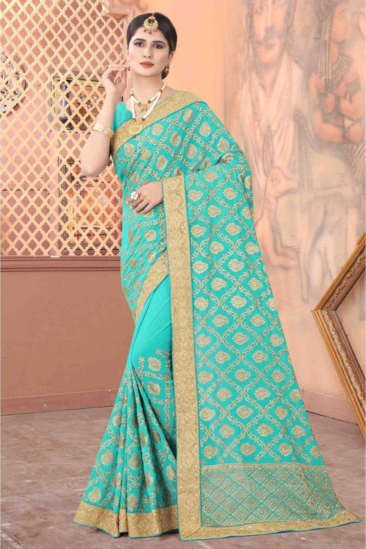 Sky Blue Georgette Designer Saree NCSD10910577