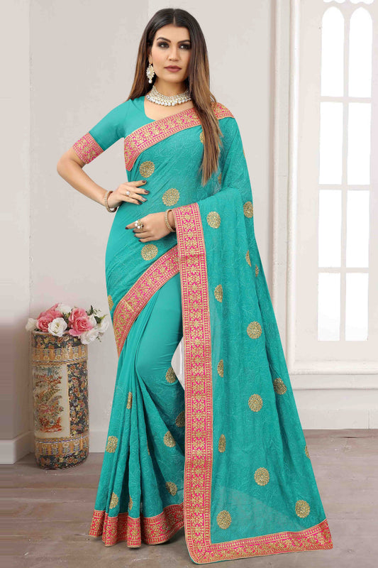 Sky Blue Georgette Designer Saree NCSD11210920