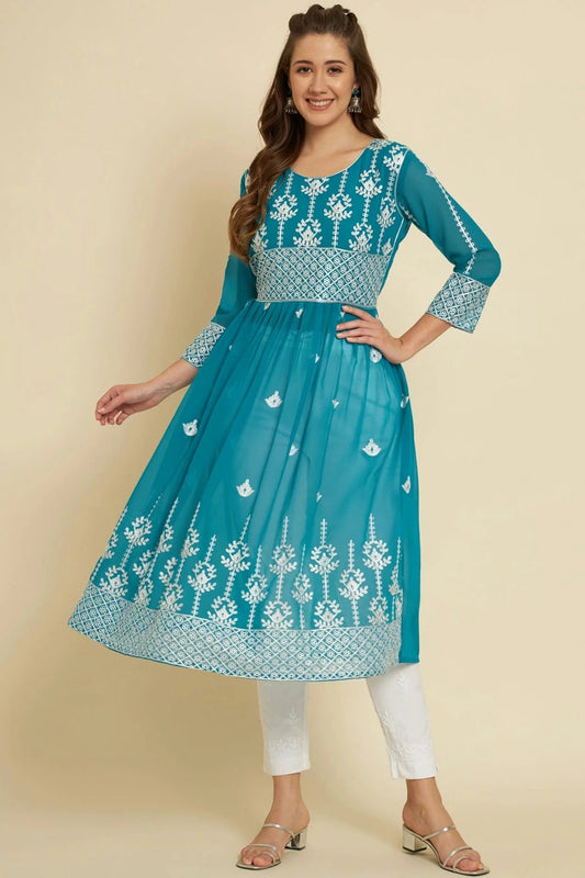 Sky Blue Georgette Kurti NCKR11112181