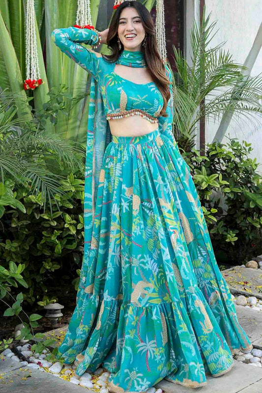 Sky Blue Georgette Lehenga Choli NCLC11110791