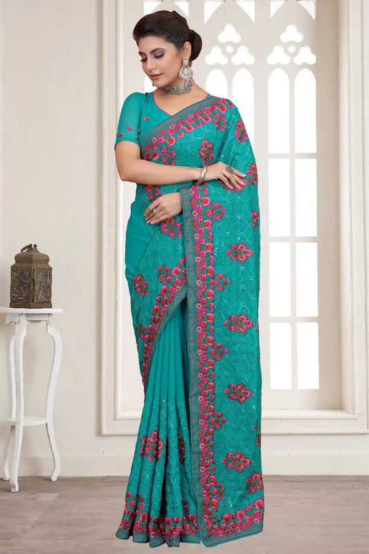 Sky Blue Georgette Saree NCSD10910418