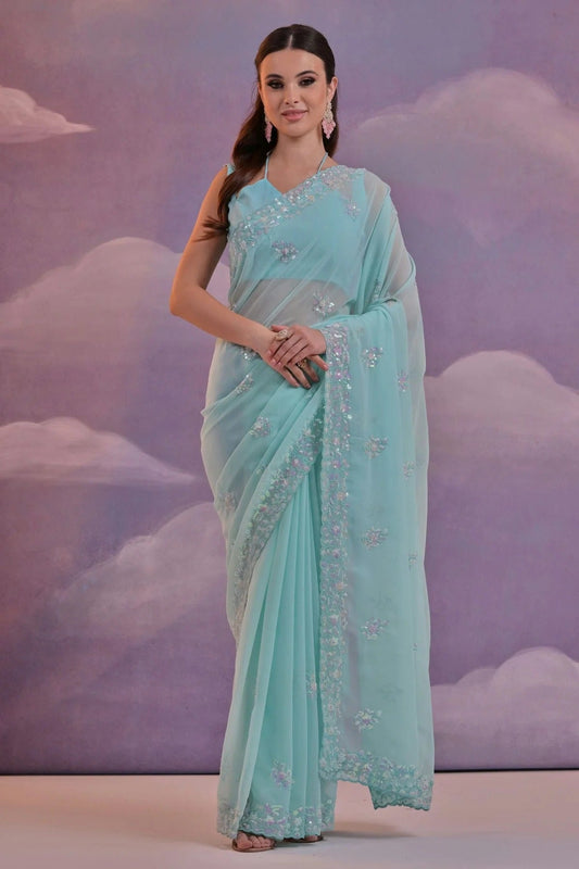 Sky Blue Georgette Saree NCSD11112433