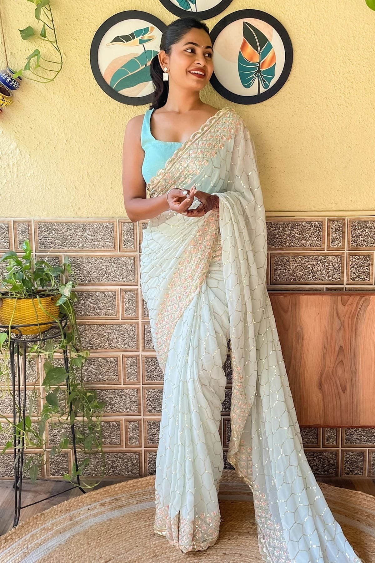 Sky Blue Georgette Saree NCSD11112519