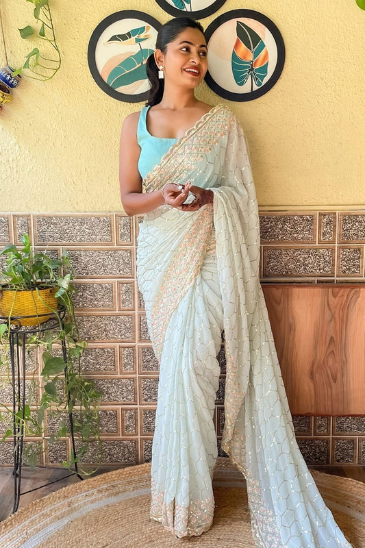 Sky Blue Georgette Saree NCSD11112519