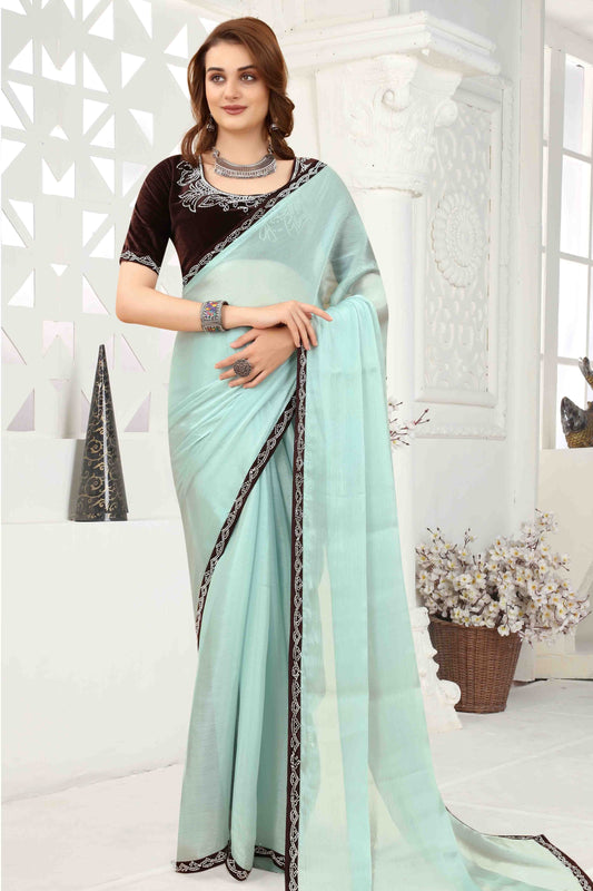 Sky Blue Jimmy Choo Crush Designer Saree NCSD11210880