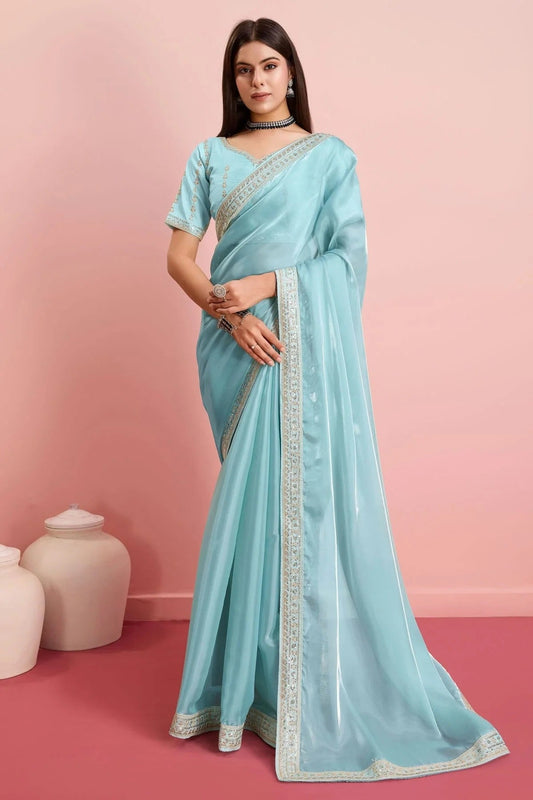Sky Blue Jimmy Choo Saree NCSD11112449