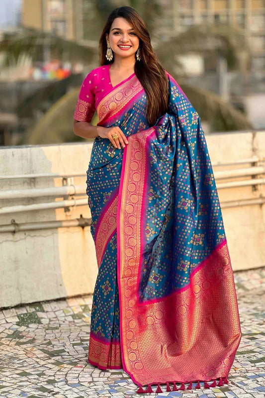 Sky Blue Meenakari Patola Silk Traditional Sarees  NCSD11110593