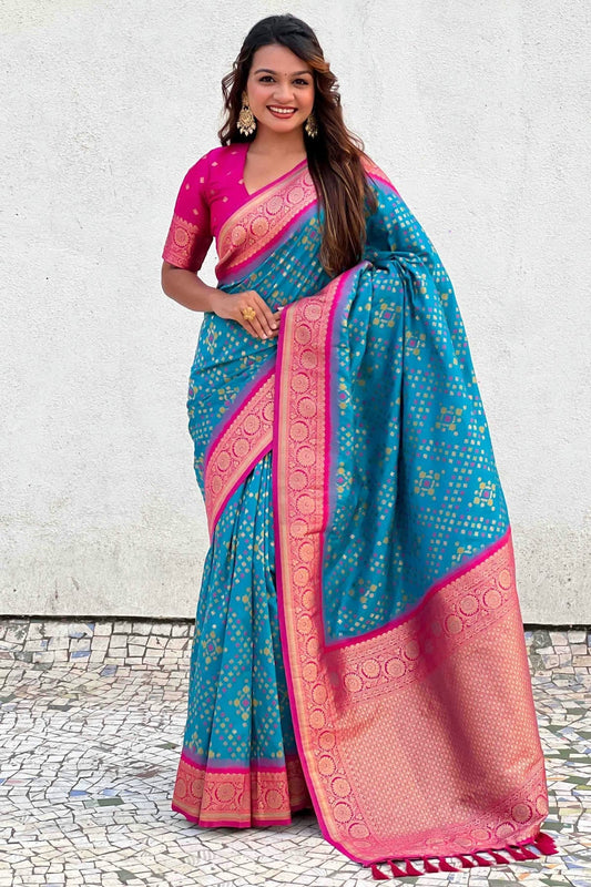 Sky Blue Meenakari Patola Silk Traditional Sarees  NCSD11110597