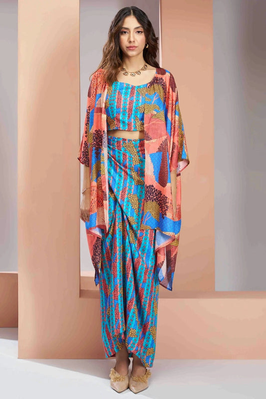 Sky Blue Muslin Silk Co-Ord Set NCTP10810114