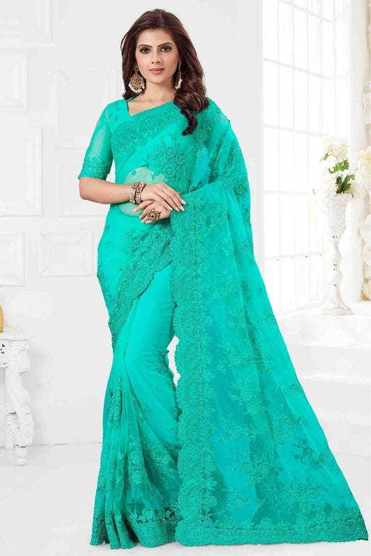 Sky Blue Net Designer Saree NCSD10910503