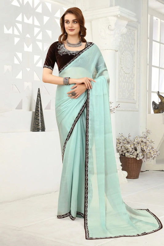 Sky Blue Organza Designer Saree NCLC11210462