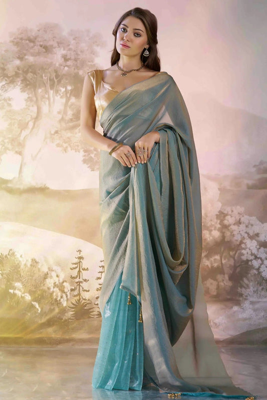 Sky Blue Organza Designer Saree NCSD11110831