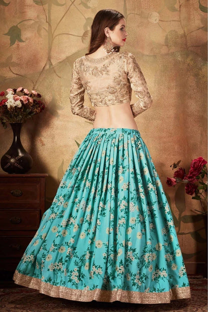 Sky Blue Organza Lehenga Choli NCLC10110318