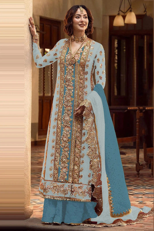 Sky Blue Organza Pakistani Suit NCSM11410555