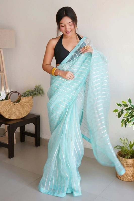 Sky Blue Organza Saree NCSD11112467