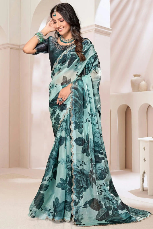Sky Blue Organza Silk Designer Saree NCSD11210239
