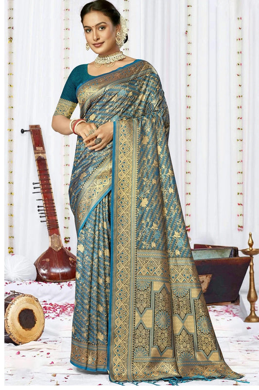 Sky Blue Satin Silk Traditional Saree NCSD11010441
