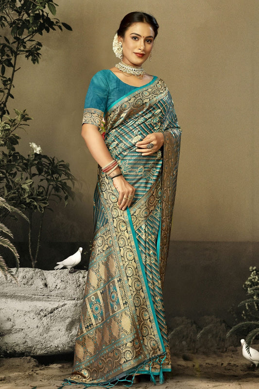 Sky Blue Satin Silk Traditional Saree NCSD11010452