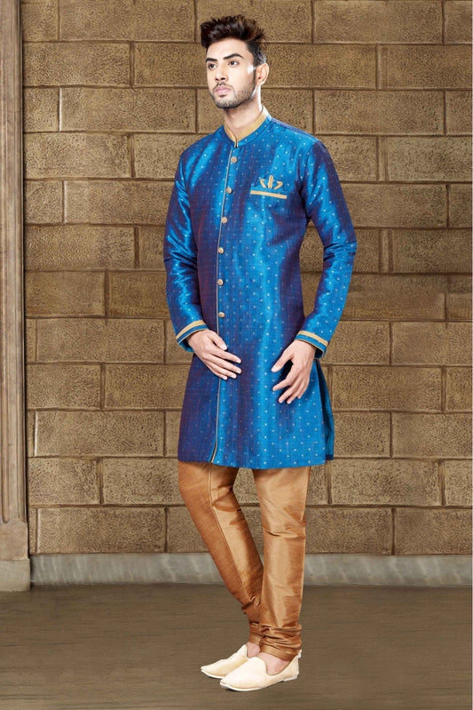 Sky Blue Silk Indo Western NCSH10410323