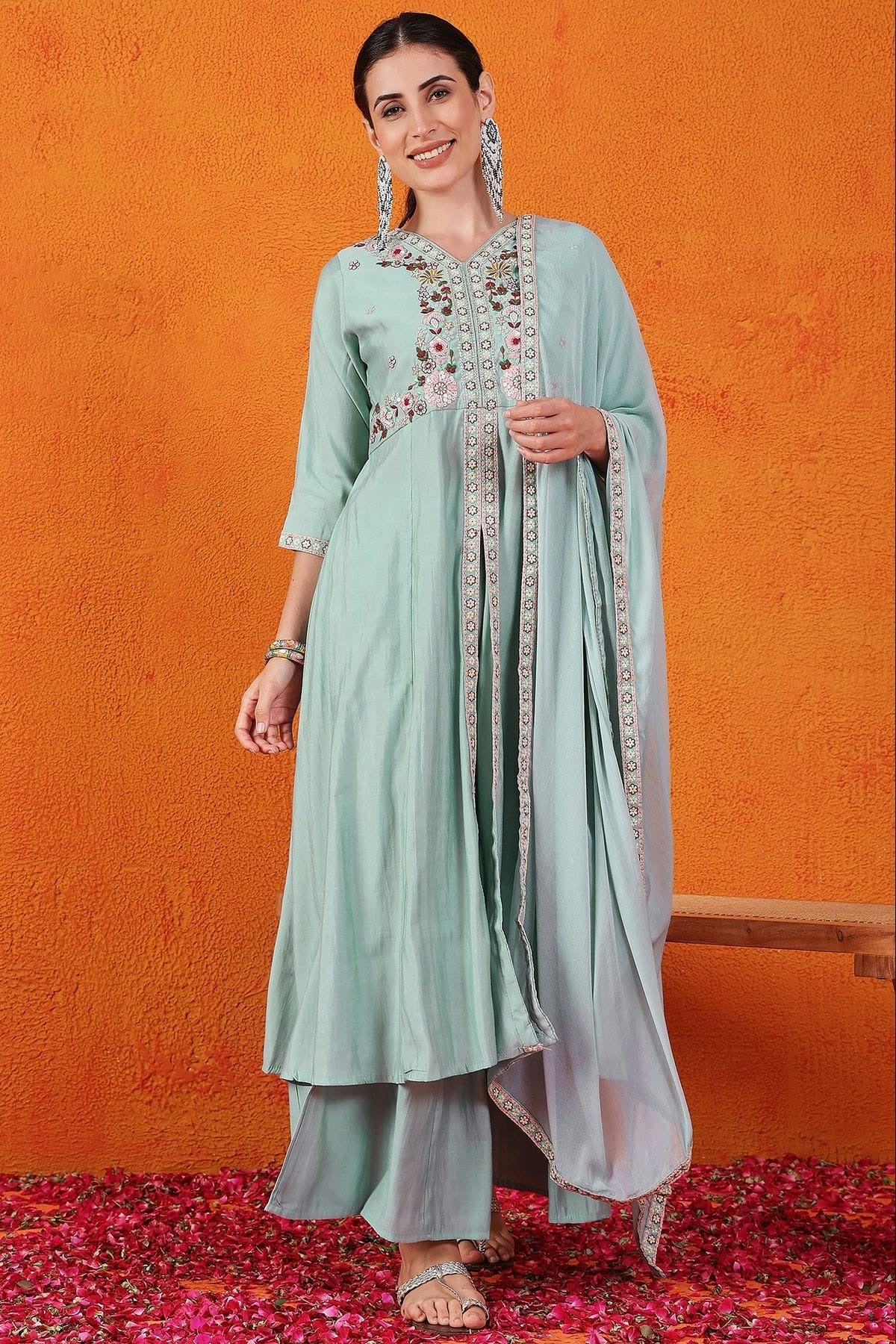 Sky Blue Silk Stitched Salwar Suit NCSS11111986