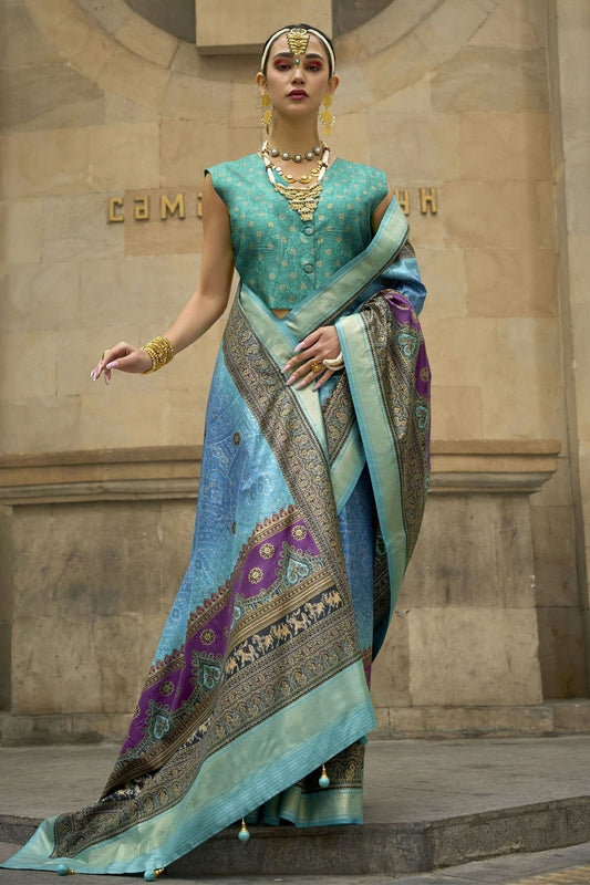 Sky Blue Silk Traditional Saree NCSD11111642