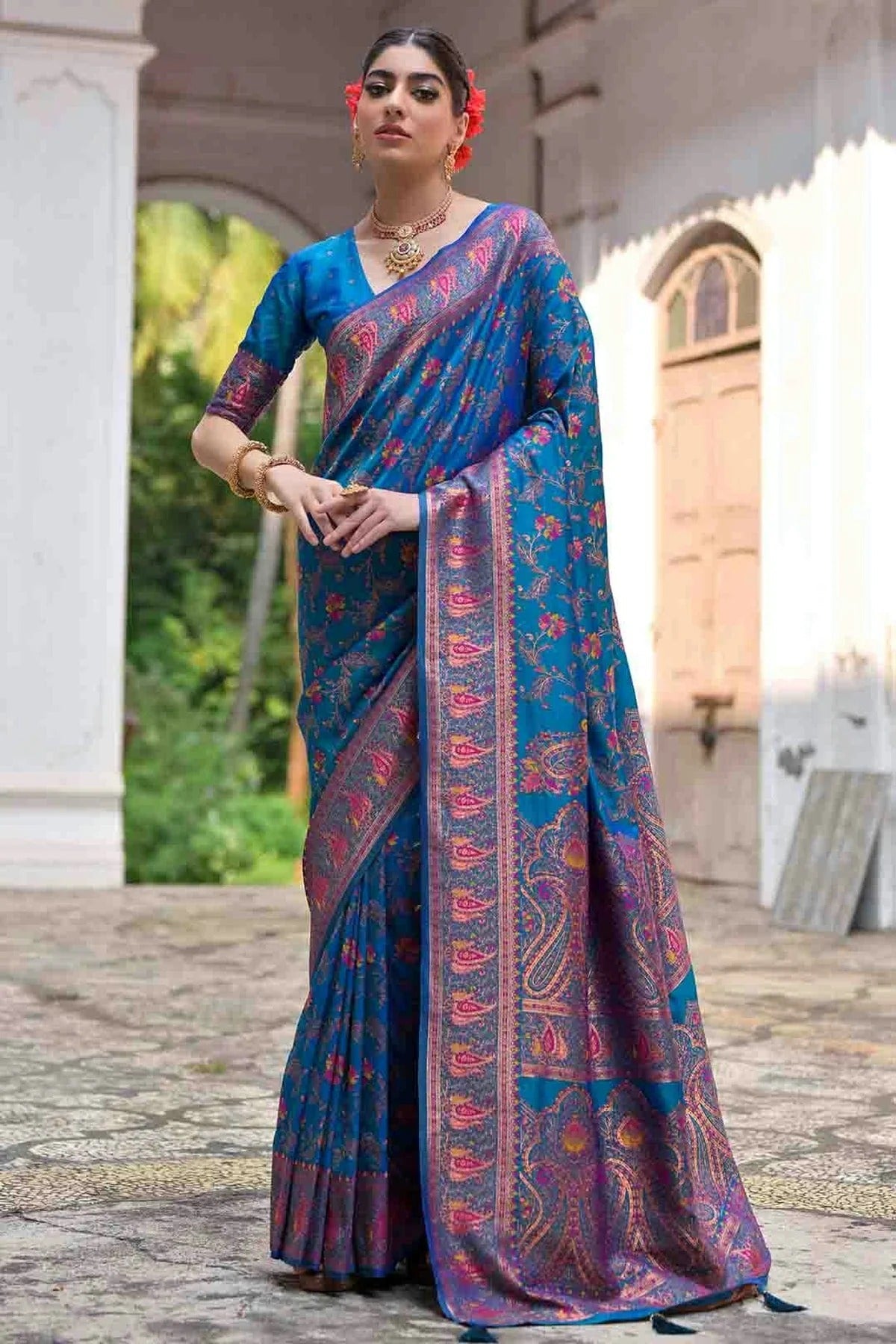 Sky Blue Silk Traditional Saree NCSD12610138