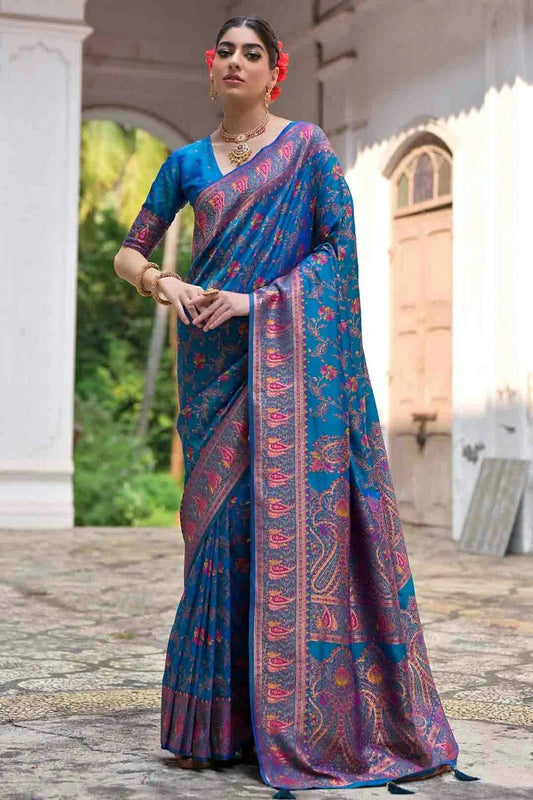 Sky Blue Silk Traditional Saree NCSD12610138