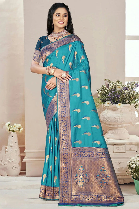 Sky Blue Silk Woven Traditional Saree NCSD11010261
