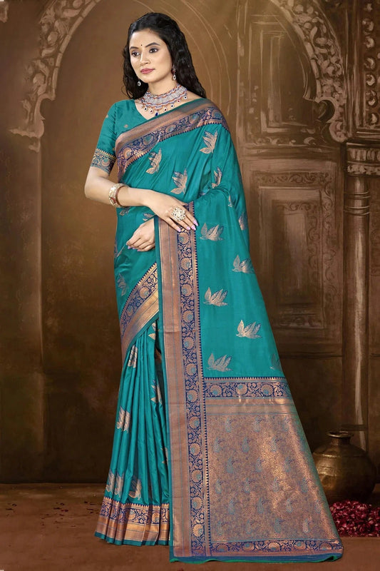 Sky Blue Silk Woven Traditional Saree NCSD11010275