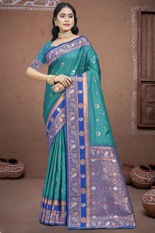 Sky Blue Silk Woven Traditional Saree NCSD11010298