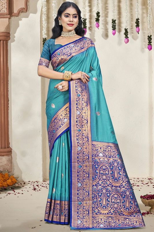 Sky Blue Silk Woven Traditional Saree NCSD11010307