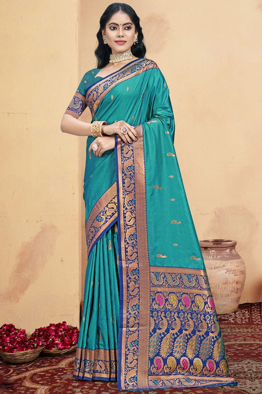 Sky Blue Silk Woven Traditional Saree NCSD11010328