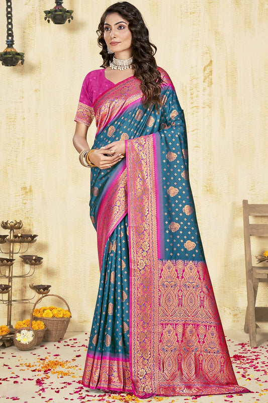 Sky Blue Silk Woven Traditional Saree NCSD11010347