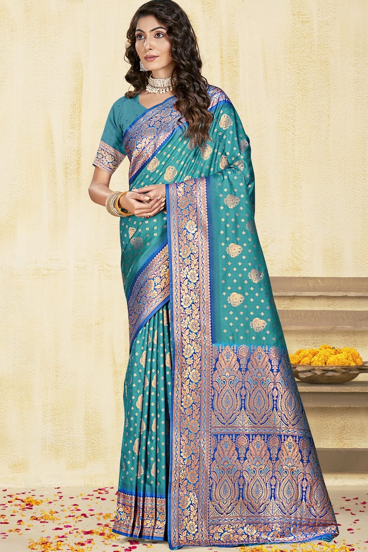 Sky Blue Silk Woven Traditional Saree NCSD11010349
