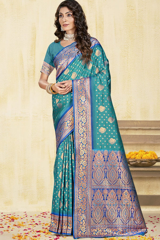 Sky Blue Silk Woven Traditional Saree NCSD11010349