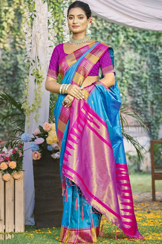Sky Blue Silk Woven Traditional Saree NCSD11010399
