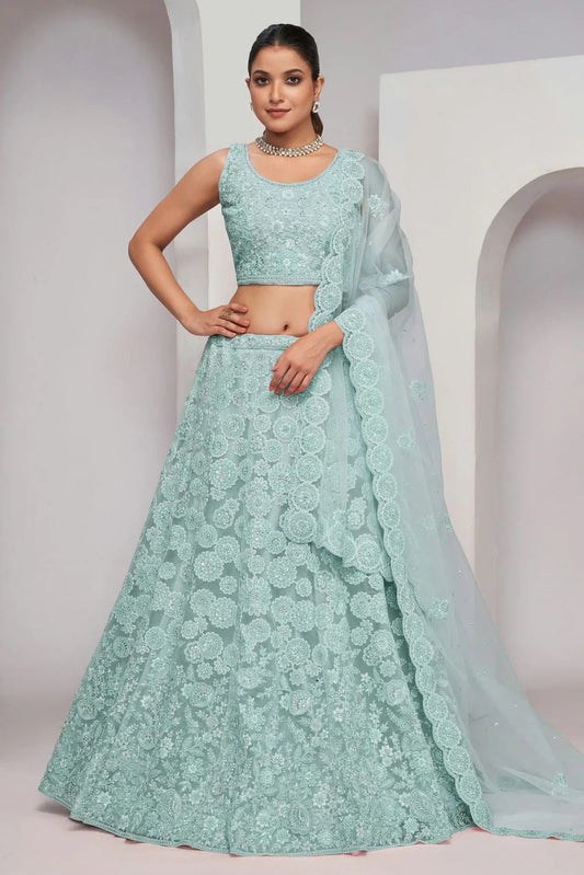 Sky Blue Soft Net Lehenga Choli NCLC10310105