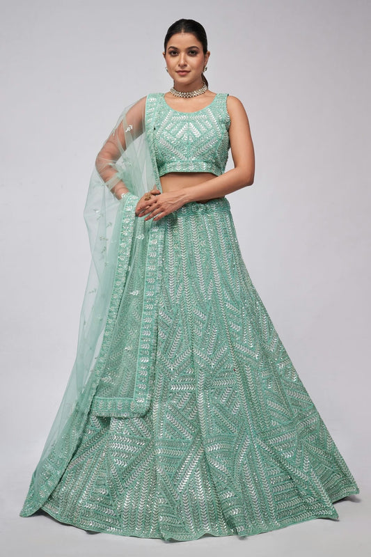 Sky Blue Soft Net Lehenga Choli NCLC10310113