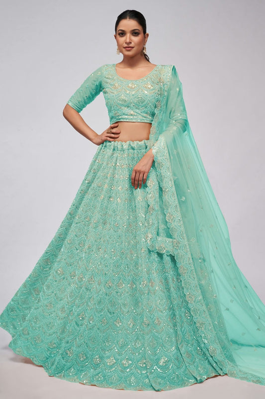 Sky Blue Soft Net Lehenga Choli NCLC10310124