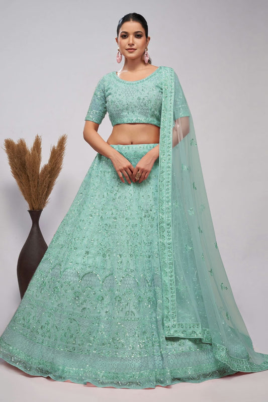 Sky Blue Soft Net Lehenga Choli NCLC10310130