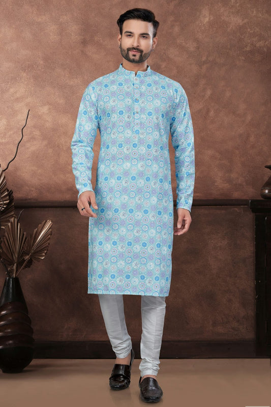 Sky Blue Soft Rayon Kurta Pajama NCKP10410118