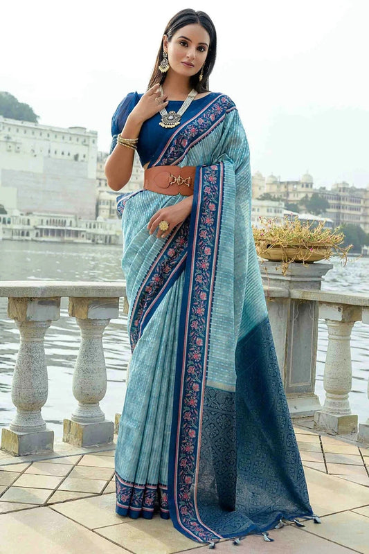 Sky Blue Soft Silk Designer Saree NCSD11110603
