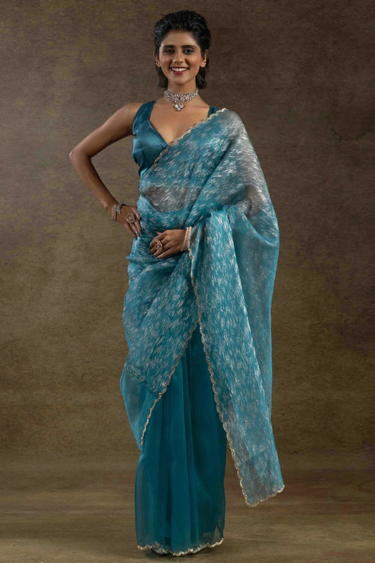 Sky Blue Tissue Silk Ready To Wear Saree NCSD11210114