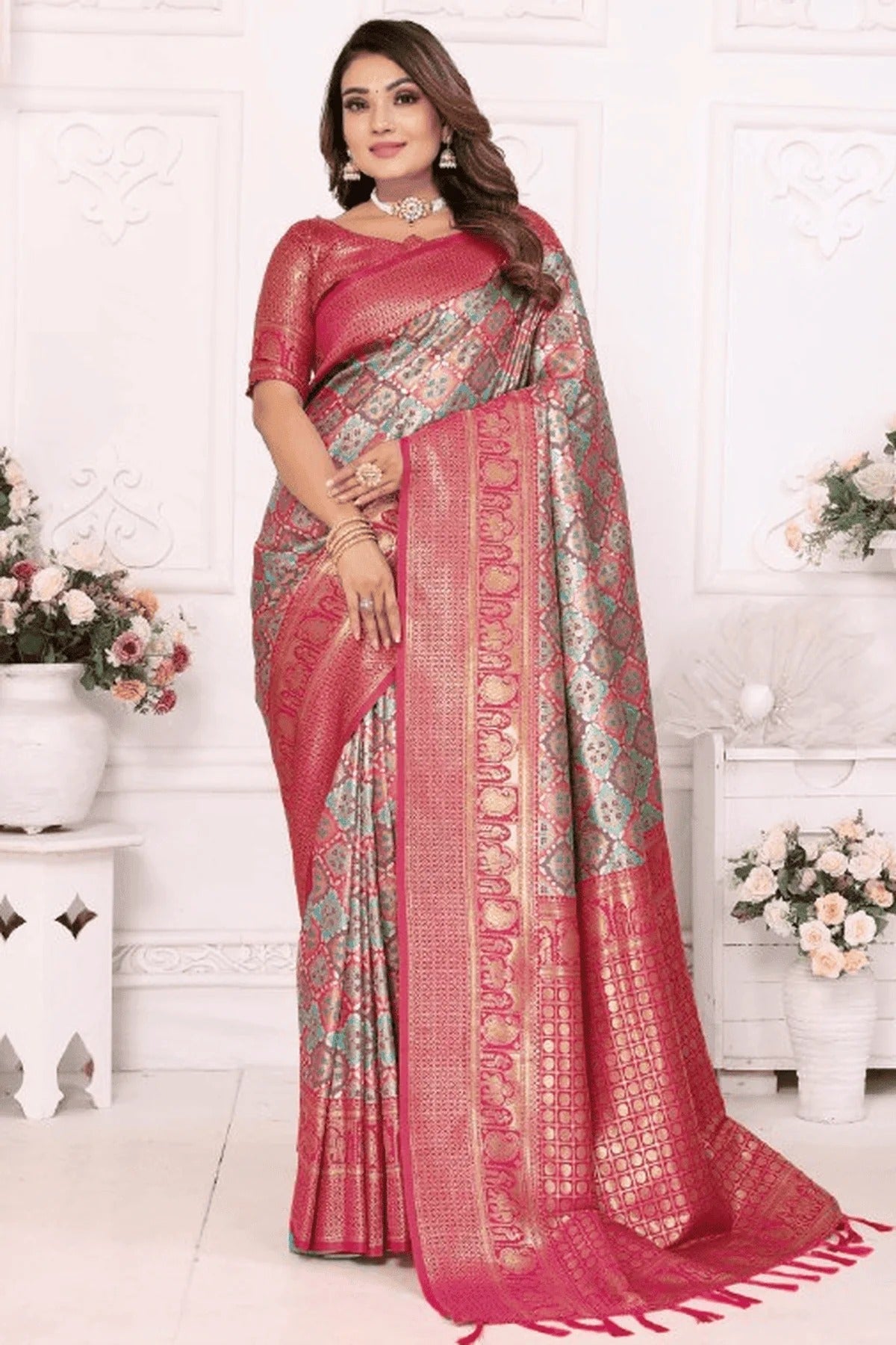 Sky Blue Woven Banarasi Silk Traditional Saree NCSD12510187