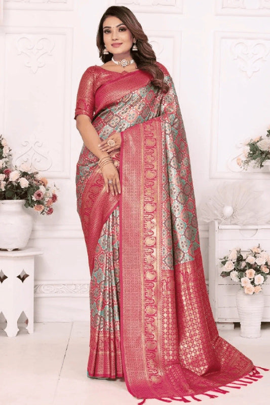 Sky Blue Woven Banarasi Silk Traditional Saree NCSD12510187