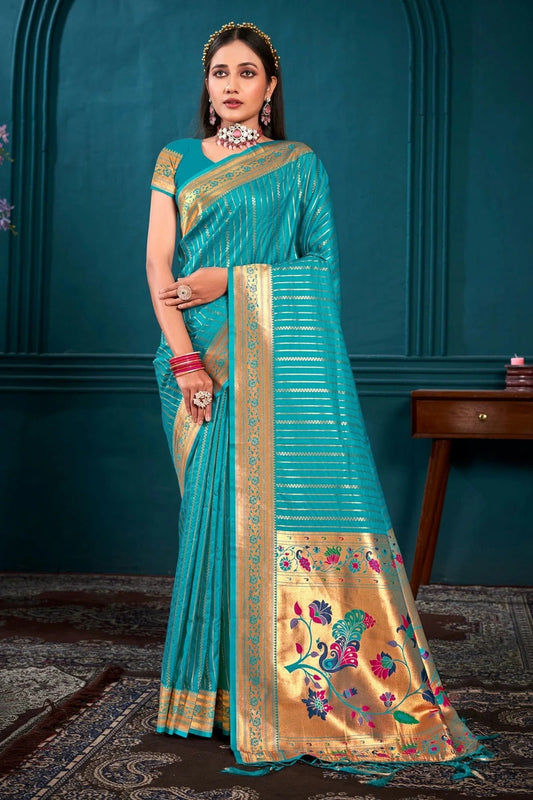 Sky Blue Woven Paithani Silk Saree NCSD11010500