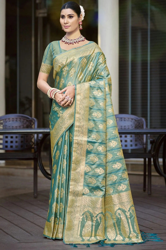 Sky Blue Woven Satin Silk Traditional Saree NCSD11010201