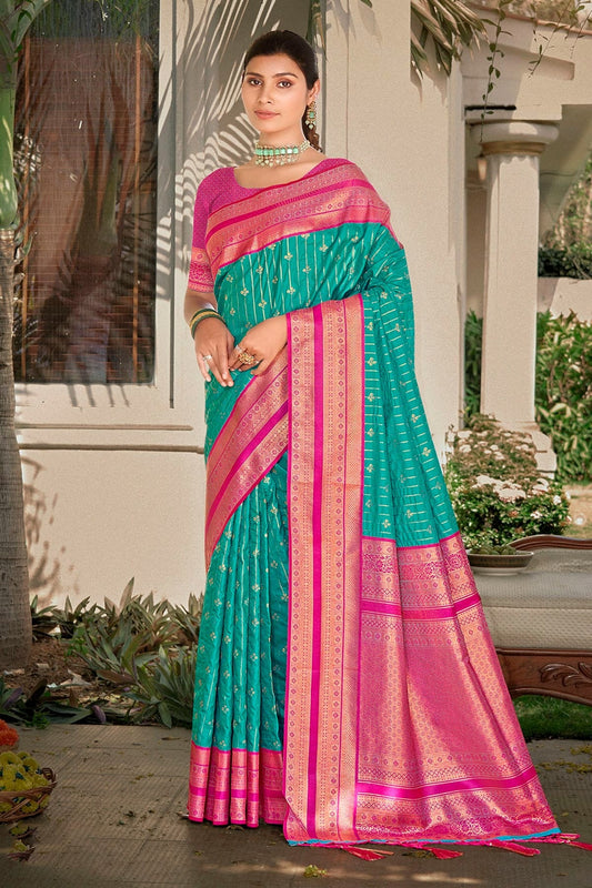 Sky Blue Woven Silk Saree NCSD11010473